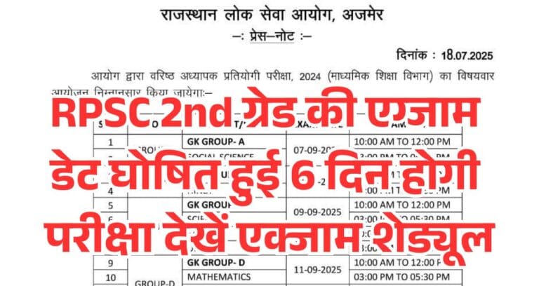 RPSC 2nd Grade Exam Date 2025